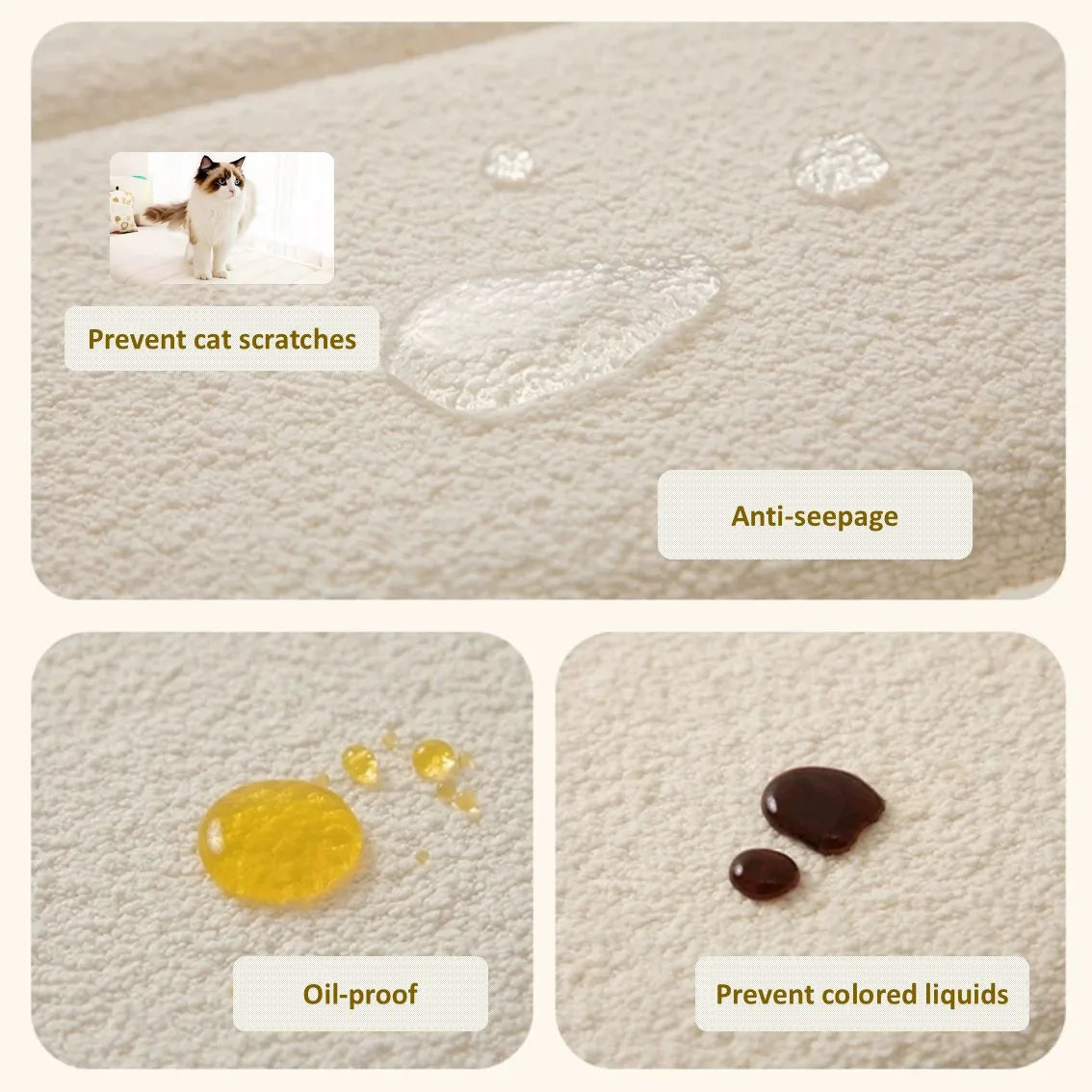 Customized Teddy Waterproof Fabric Sofa Cushion Bay Window Pad Bed Head Cushions 50D High-Density Sponge Cushion Non-Slip Cushio
