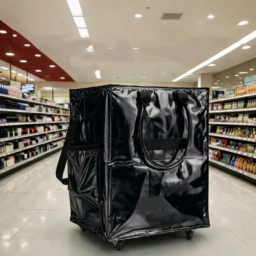 Foldable Wheeled Shopping Tote Bag Rolling Grocery Cart Bag Portable Travel Luggage Bag for Shopping Camping Travel Business