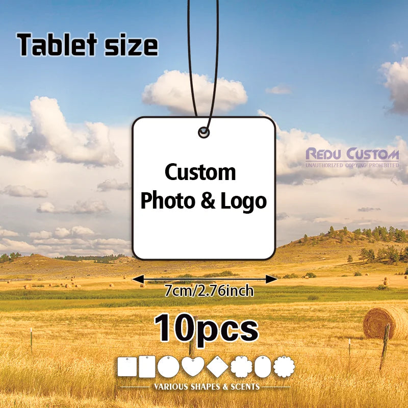 10 Customizable Photo Car Air Fresheners, Personalized Creative Decorative Fragrance Sheets, Support Customization of Company Logos, Photos of Family, Friends, and Pets