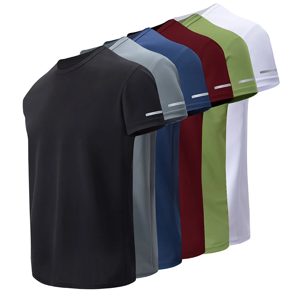 Men's Solid Color Short Sleeved SpringSummer Quick Drying Breathable Sports And Fitness Comfortable Plus Size Top Casual T-Shirt