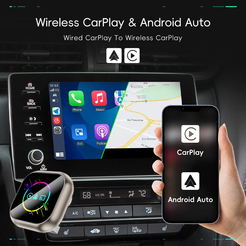 Upgraded Wireless Mirror Connection Adapter, 3-in-1 Car Adapter, Supports 2.4/5GHz WiFi and Wireless 5.0- Compact Car Streaming Device, Compatible with CarPlay and Smartphones, Plug and Play