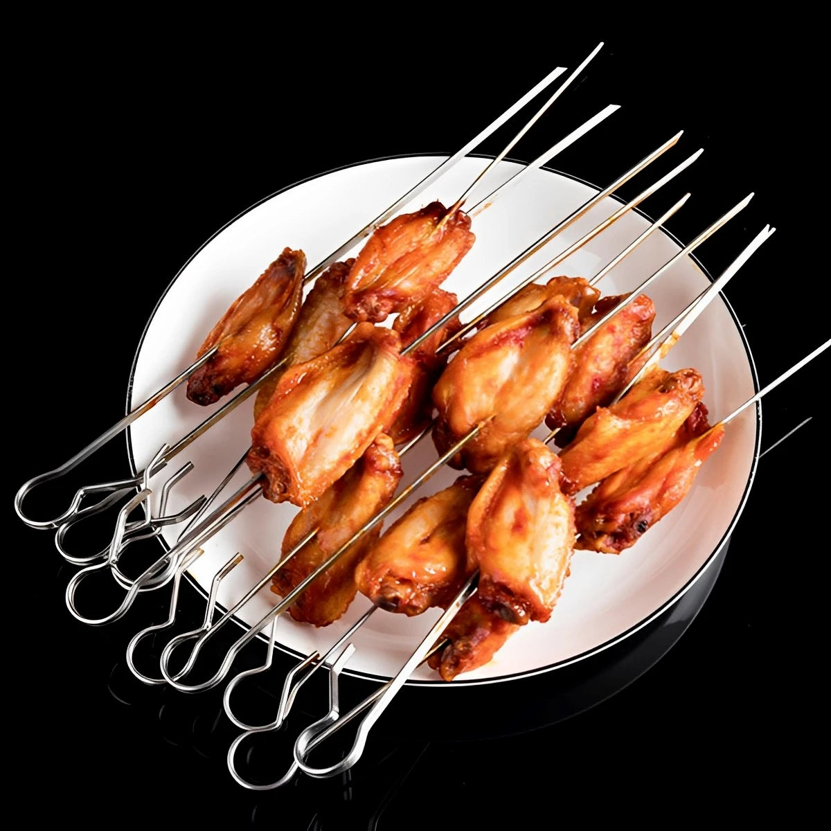 BBQ Grill Oven Meat Kebab Rack Easy Flip Grill Kebab Maker for Home Party Cooking Picnic BBQ NonStick Roaster Skewer Needle Cage