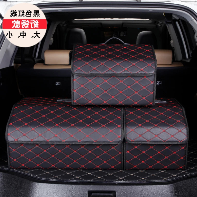 Car Trunk Organizer Box Large Capacity Auto Multiuse Tools Storage Bag Stowing Tidying Leather Folding For Emergency Storage Box