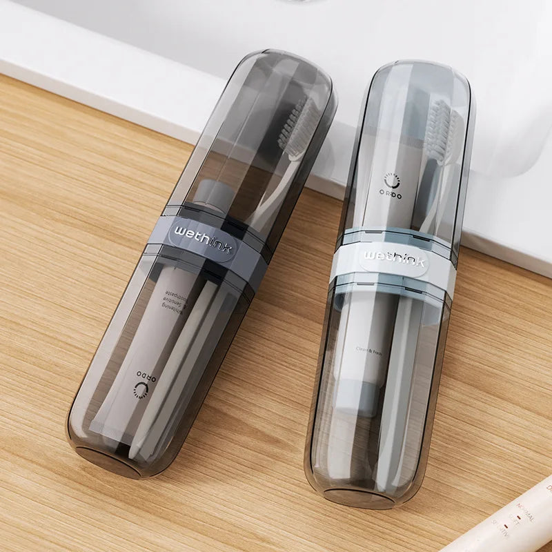 Essential Travel Items Travel Mouthwash Cup Portable Toothbrush Tooth Care Kit Transparent Toiletry Set Storage Box