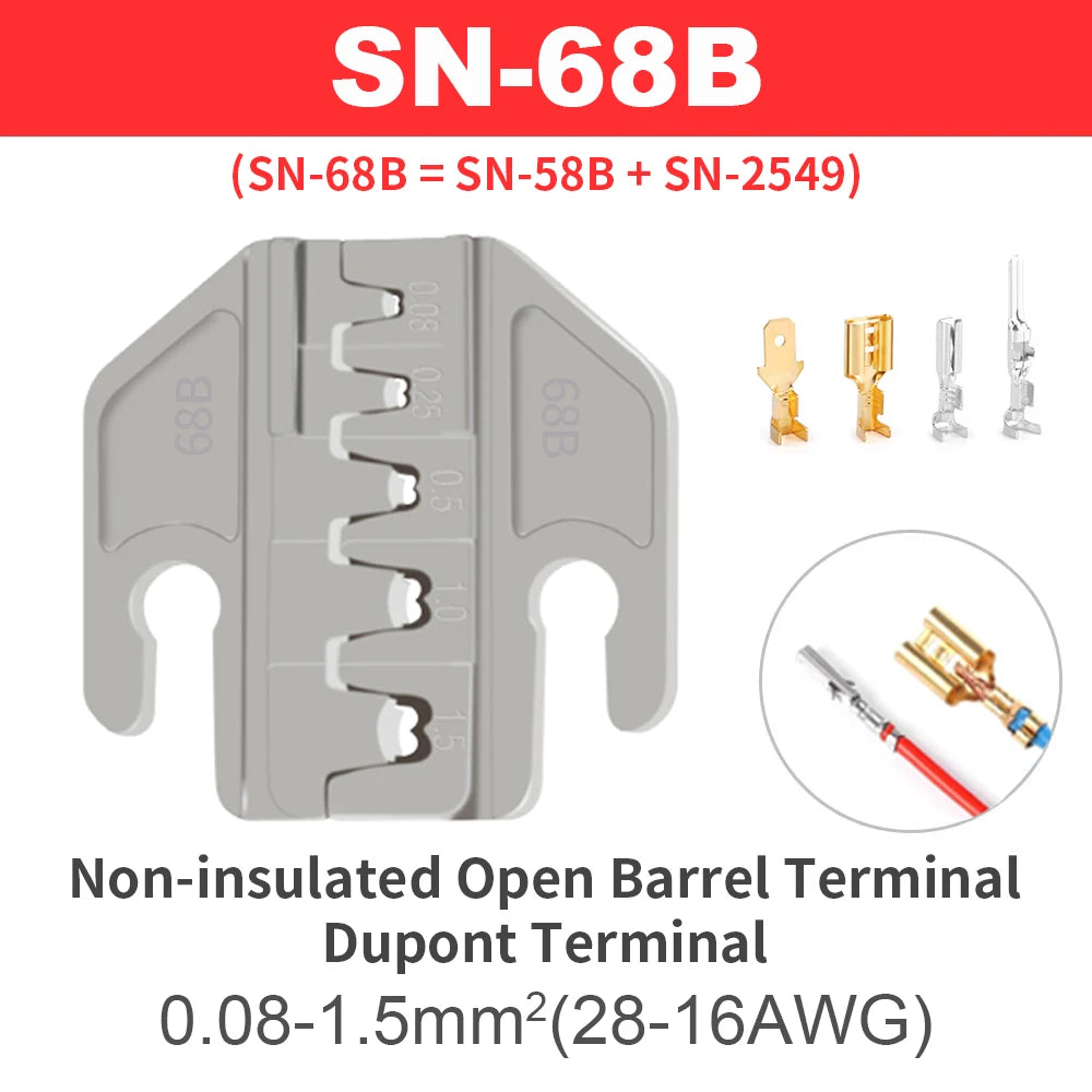 SN Series Crimper Tools Plier 4mm Slot Jaws Set For Crimping Non Pre Insulated/Solar/Ferrule/Coaxial Cable/Open Barrel Terminals