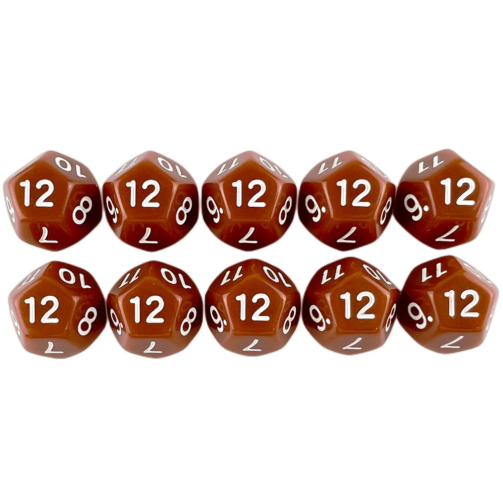 D12 Polyhedral Dice 18mm TRPG DND Digital Dice Game Set 12 Sides 10Pcs for Board Game