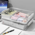 1-3 pcs Clear Plastic Document Storage Box with Handle - A4 File Organizer for Desk, Office, and School