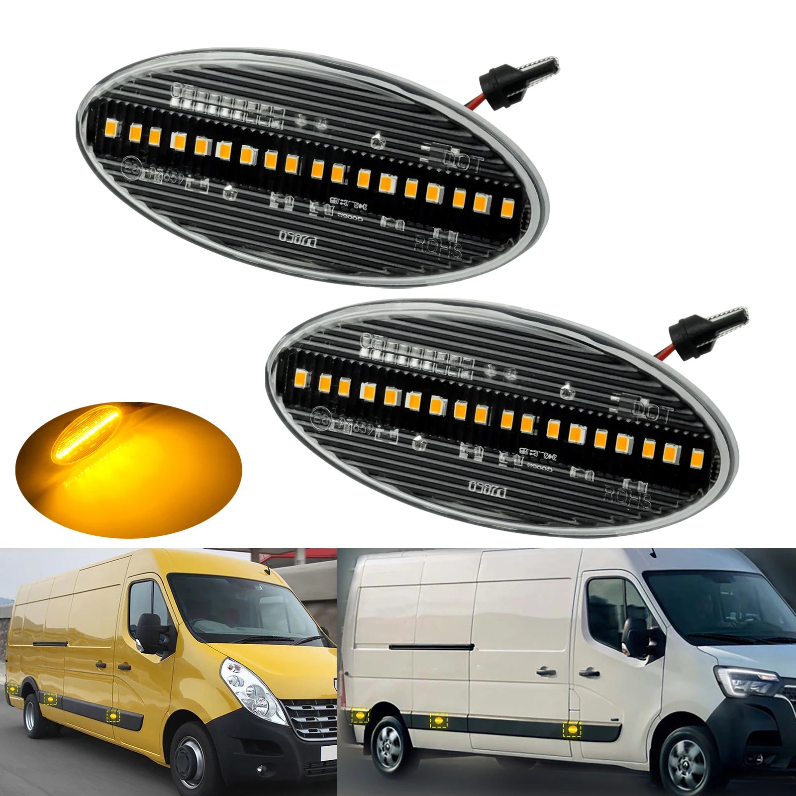 For 10+ Renault Master III Nissan NV400 Opel Movano B MK2 Amber LED Side Indicator Turn Signal Repeater Light