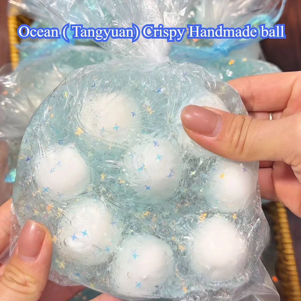 Ocean Tangyuan Crispy Handmade Ball Squeeze Toy Crunch Sound Fidget Squeeze Bag Soft Stress Relief Play Toy For Adults Relax
