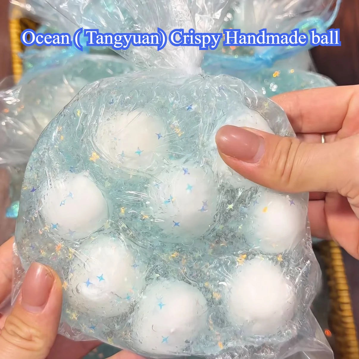 Ocean Tangyuan Crispy Handmade Ball Squeeze Toy Crunch Sound Fidget Squeeze Bag Soft Stress Relief Play Toy For Adults Relax