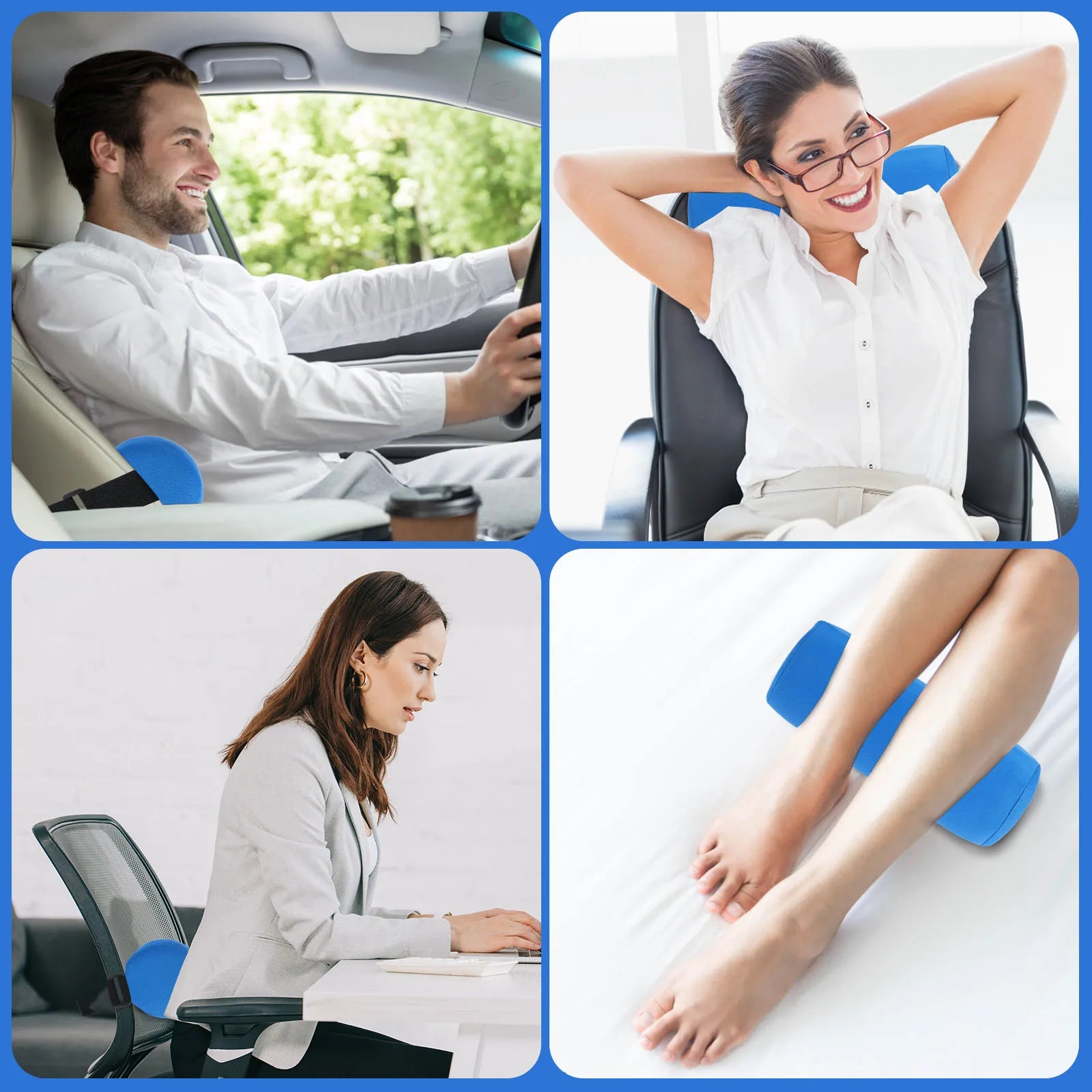 1/2Pcs Lumbar Support Roll Memory Foam Cylinder Bolster Pillow with Elastic Strap Ergonomic Lower Back Portable Travel Pillow