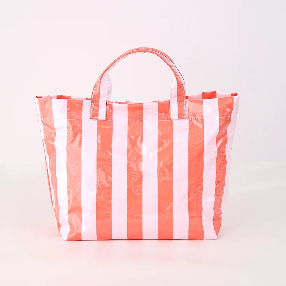 1 PC Fashion Striped Tote Bag For Women Lightweight Large Capacity Commute Handbag Portable Travel Single Shoulder Bag