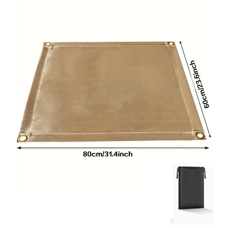 Outdoor Fireproof Cloth Heat Resistant Fabric Fiberglass Mat with Storage Bag for Camping Grill Picnic Barbecue Flame Protector