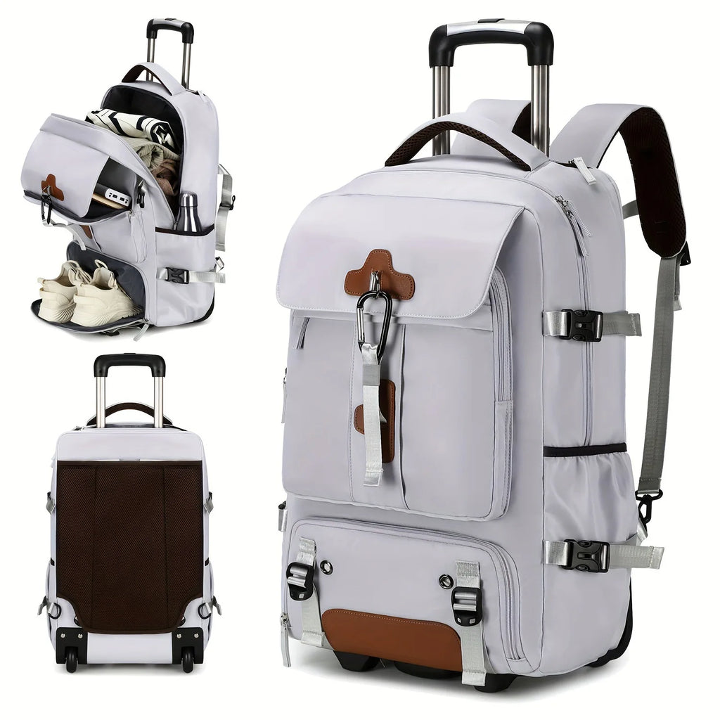 Rolling Backpack Large Capacity Travel Backpack with Wheels Carry On Luggage Backpack for Men Outdoor Trolley Travel Backpack