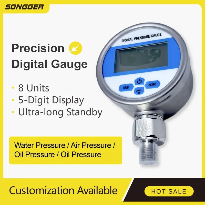 YB-80A Digital Pressure Gauge, Positive And Negative Pressure Peak Memory, High-precision Digital Electronic Pressure Gauge