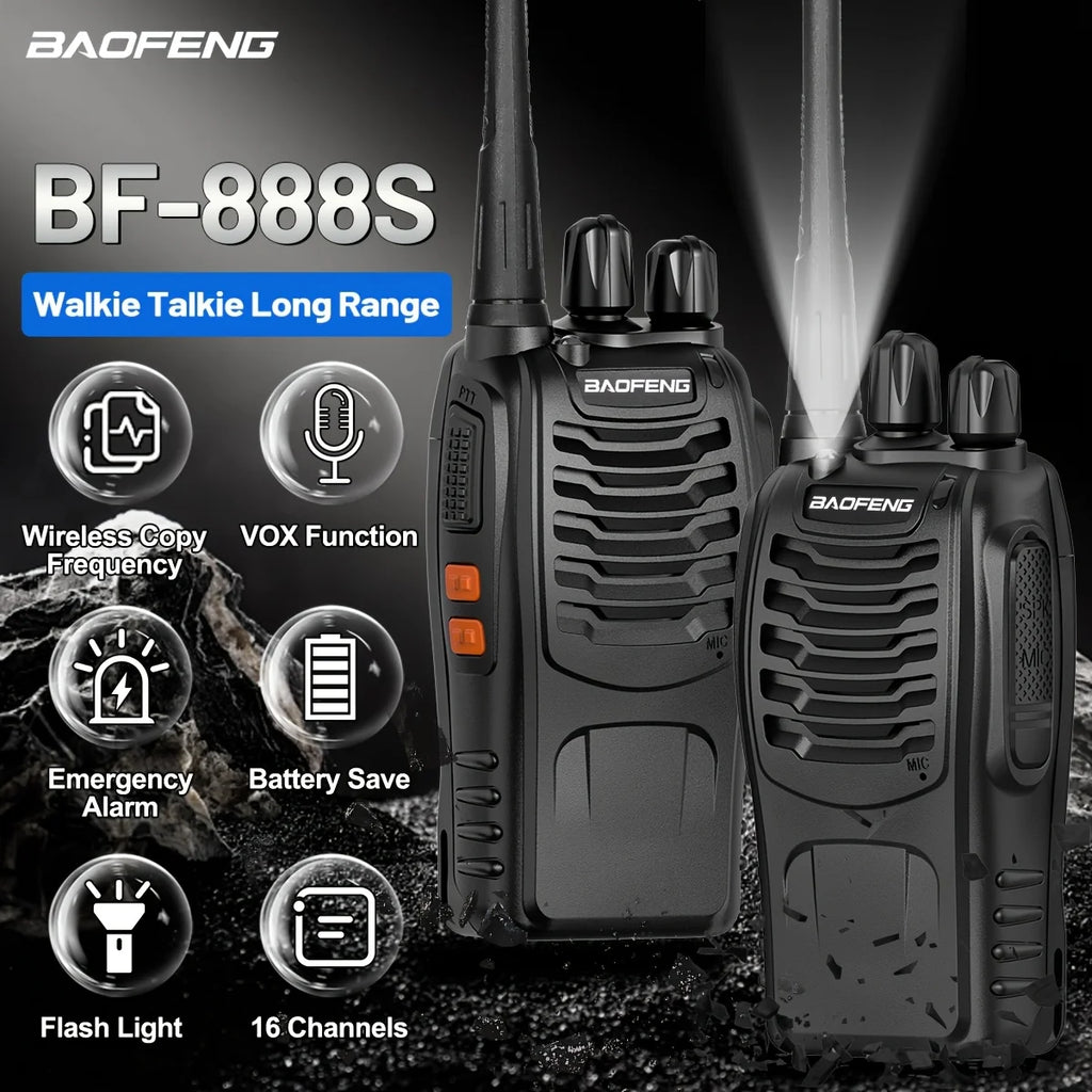 Baofeng Long Range Walkie Talkies for Adults with Earpieces, 16 Channel Rechargeable Handheld Two Way Radio Walky Talky with Flashlight VOX for Adventure Family Camping Hiking Skiing Cruise