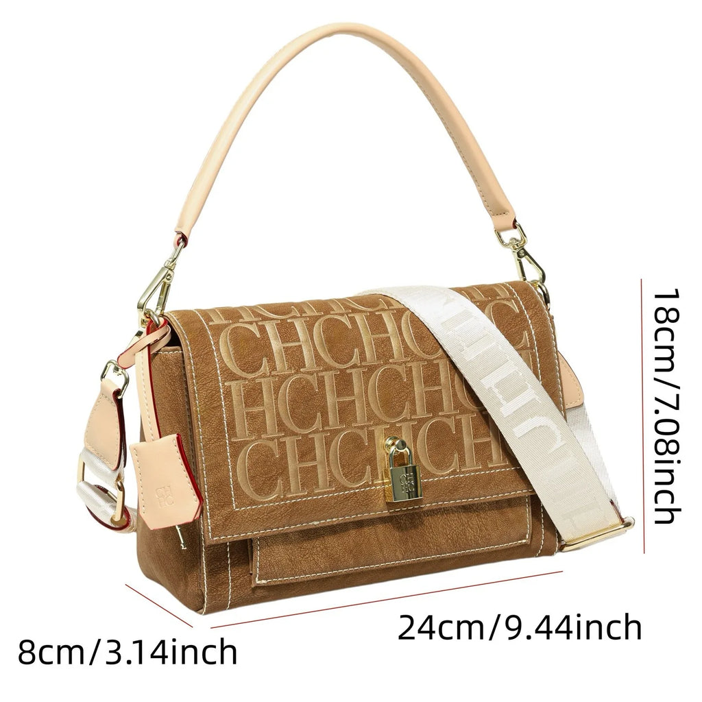 Women's new handbag light luxury high-end wide shoulder strap crossbody bag casual versatile handbag commuting shoulder bag