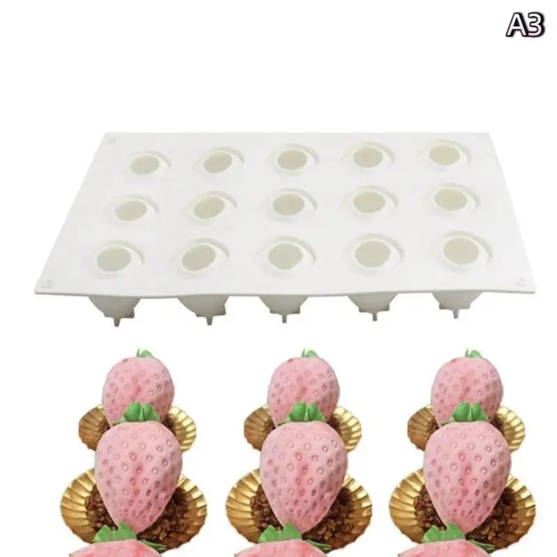 Strawberry Shaped Silicone Baking Mold Reusable Mousse Chocolate Dessert Cake Mold for DIY Pastry Making