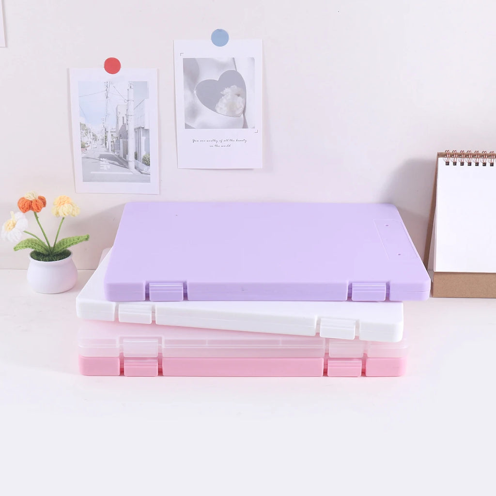 1 PC A4 File Box 2-in-1 Portable Document & Photo Storage Organizer Tool Without Clips Writing Board for Office Use