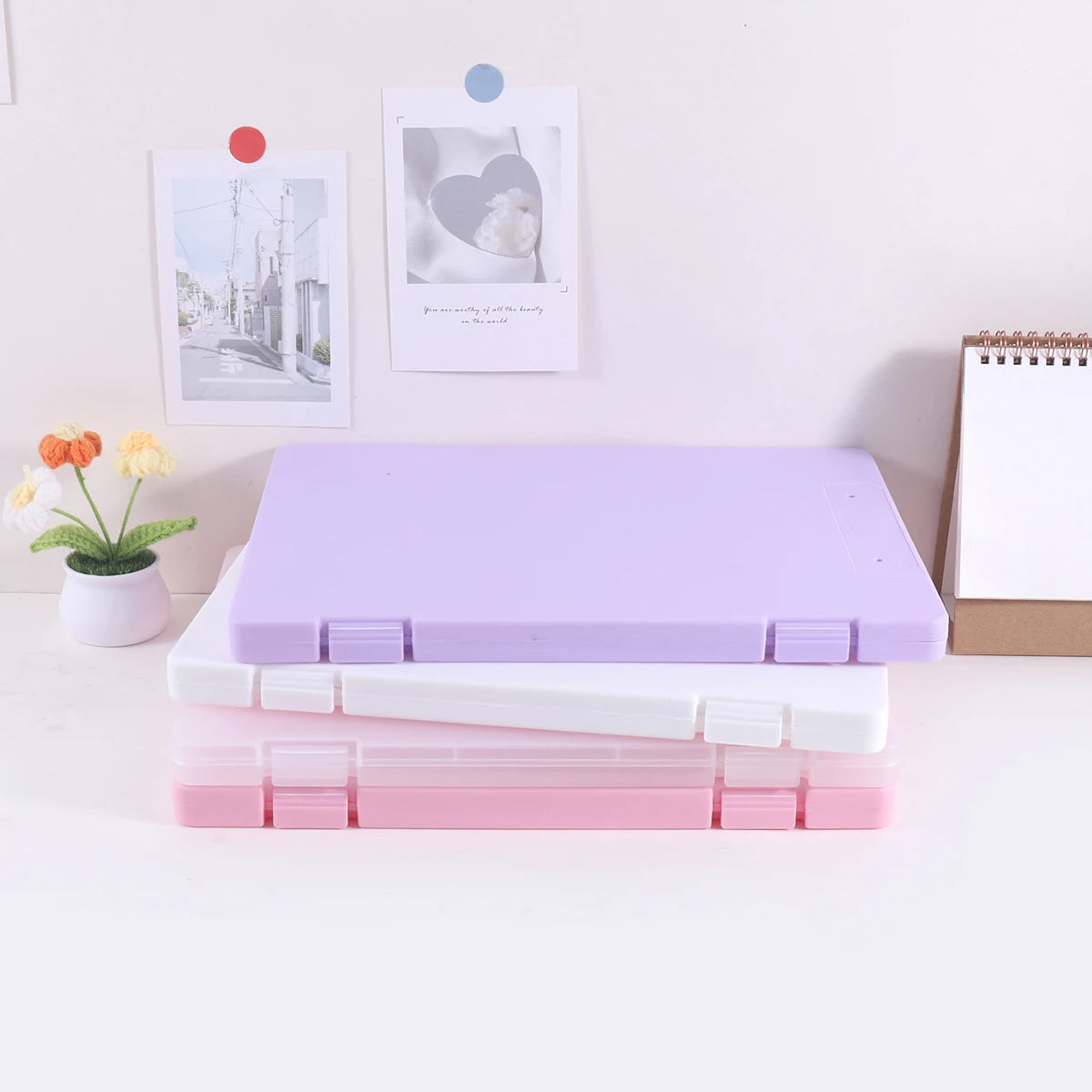 1 PC A4 File Box 2-in-1 Portable Document & Photo Storage Organizer Tool Without Clips Writing Board for Office Use