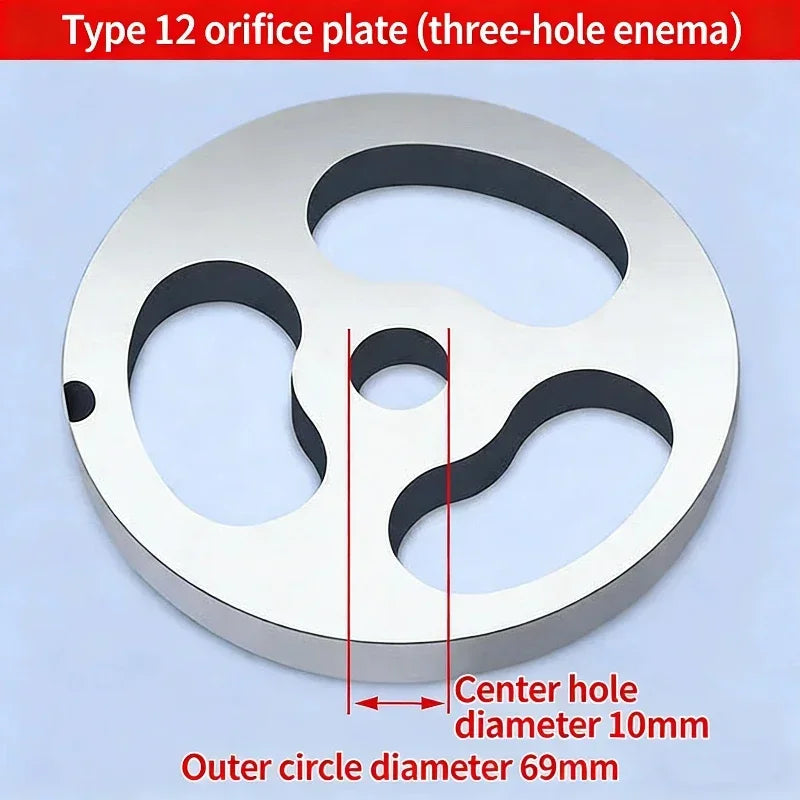 12 # Electric Meat Grinder Orifice Plate Blade Accessories, Stainless Steel Orifice Plate Grate Discharge Plate Round Knife