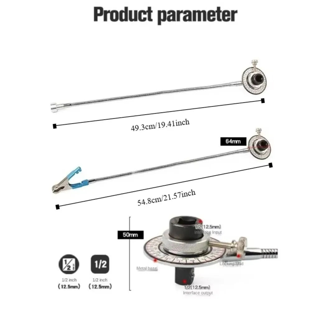 1/2" Drive Torque Angle Gauge 360° Precision Angle Torque Wrench Digital Adjustable Gauge Wrench Set Industrial Use