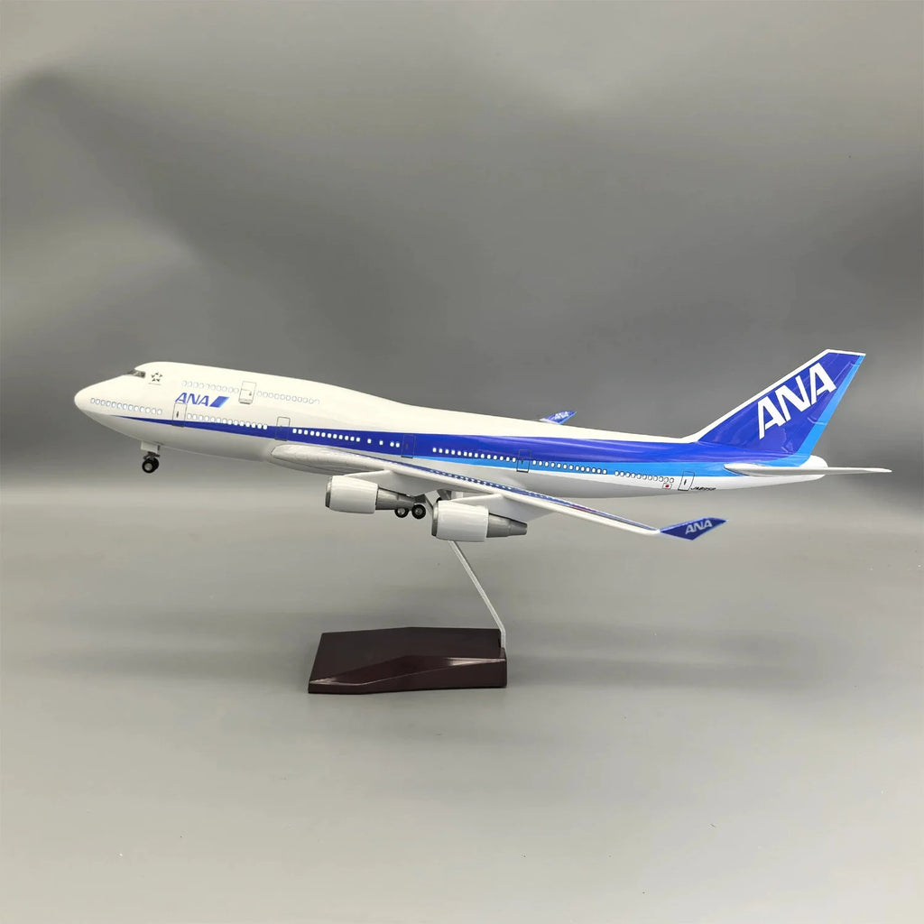 1:150 Scale Plane 47cm ANA Japan Airlines B747 Resin ABS Aircraft Model With LED Light Display Souvenir Toy Plane For Children
