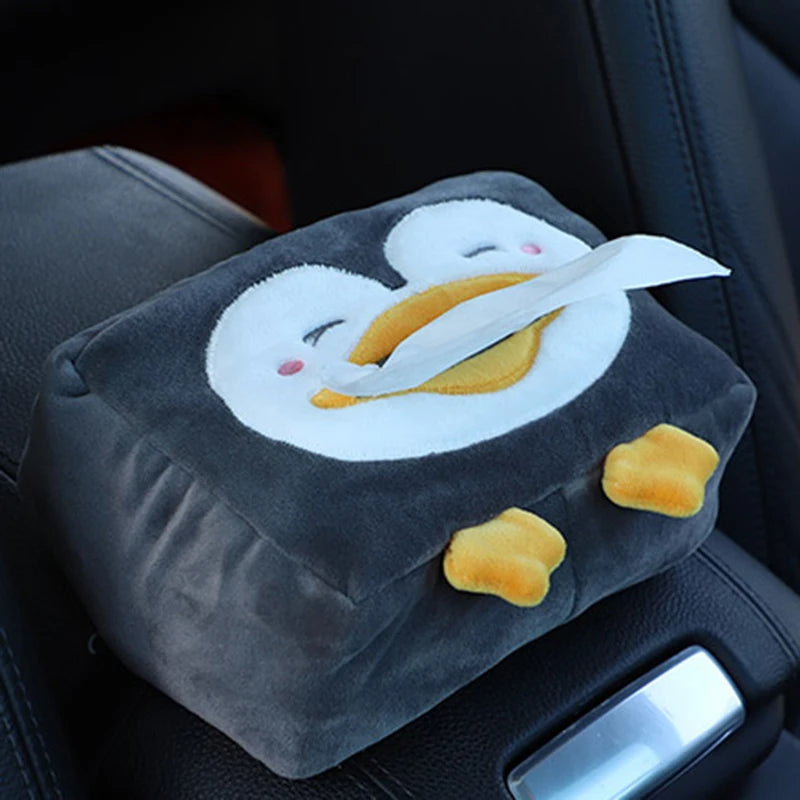 Cartoon Tissue Box Holder Cute Short Plush Tissue Boxes Bracket Auto Armrest Box Car Seat Back Car Decorations Car Tissue Holder