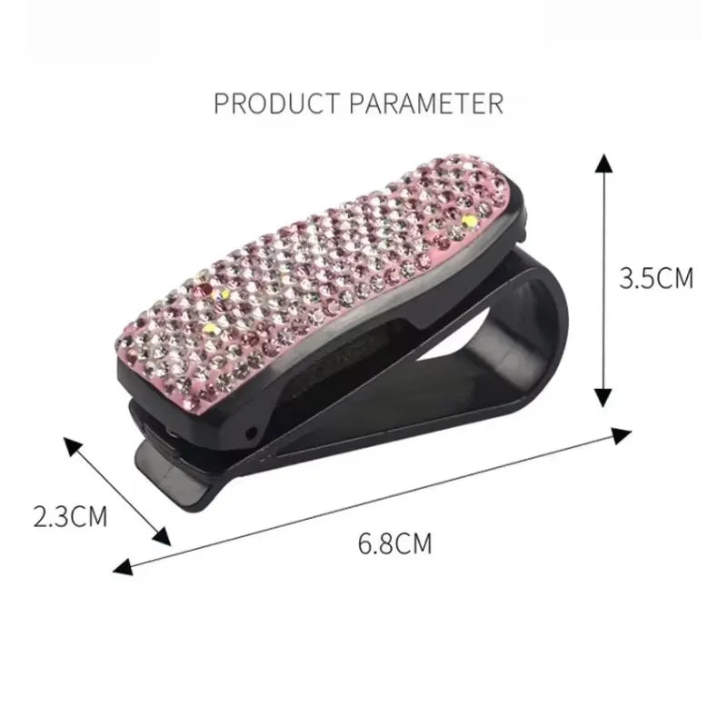 Car Sun Visor Sunglasses Clip Diamond Glasses Holder Eyeglasses Clips Card Ticket Holder Fastener Glasses Case Auto Accessories