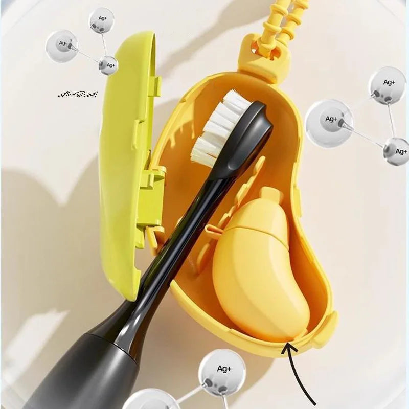 Banana Shaped Toothbrush Head Protective Cover With Toothpaste Compartment Portable Travel Dust Clamp Storage Box
