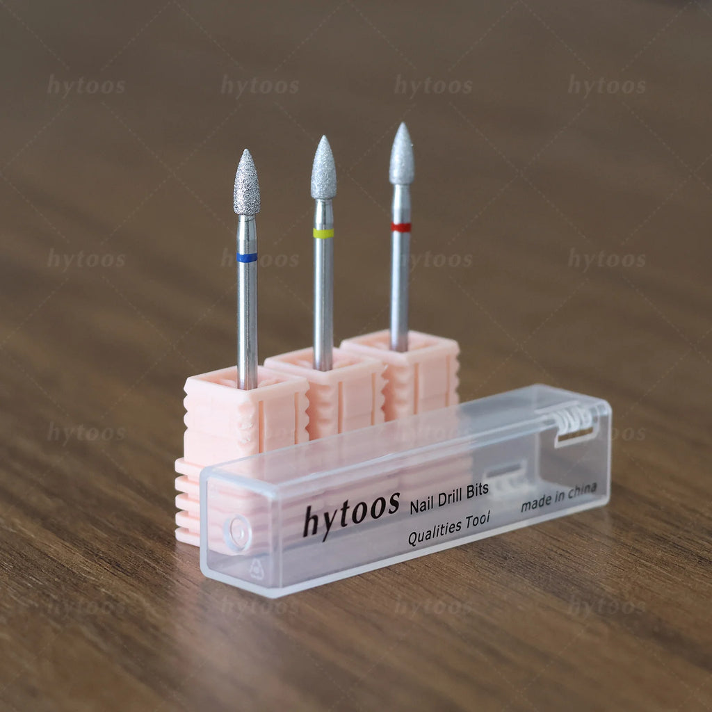 HYTOOS Cone Chrome Diamond Nail Drill Bits Pro Russian Cuticle Clean Bit for Nail Drill Dead Skin Cuticle Cleaner Nail Prep Tool