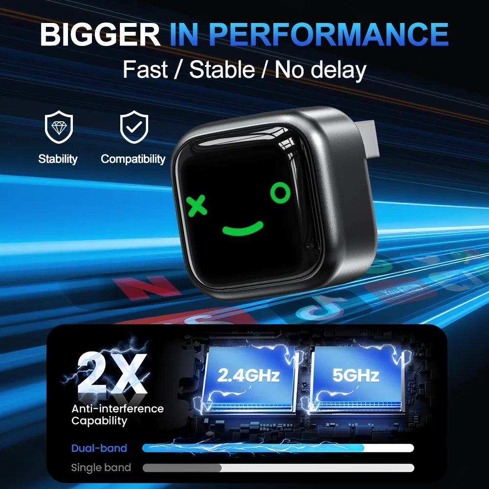 2026 2in1 Wireless Carplay Adapter Android Auto Mini Dongle Fast Setup with WiFi & Bluetooth Connectivity for Car 2016+