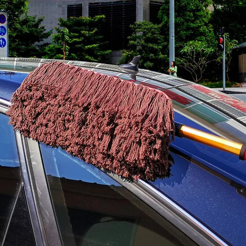For Retractable Car Cotton Wax Brush Scrubbing Mop Dust Sweeping Dust Wax Mop Car Wash Tool Set