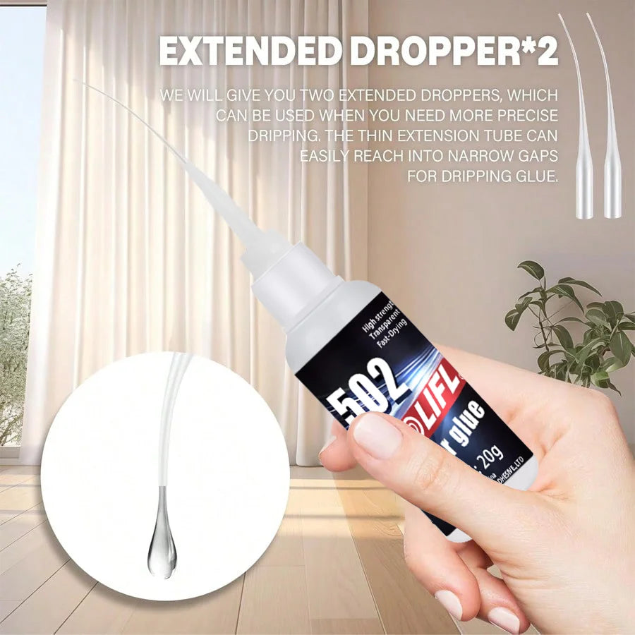 502 Super Glue 20g Fast-Drying Adhesive, Waterproof Instant Glue for Plastic, Wood, Metal, Rubber,DIY Repair with Precision Tips