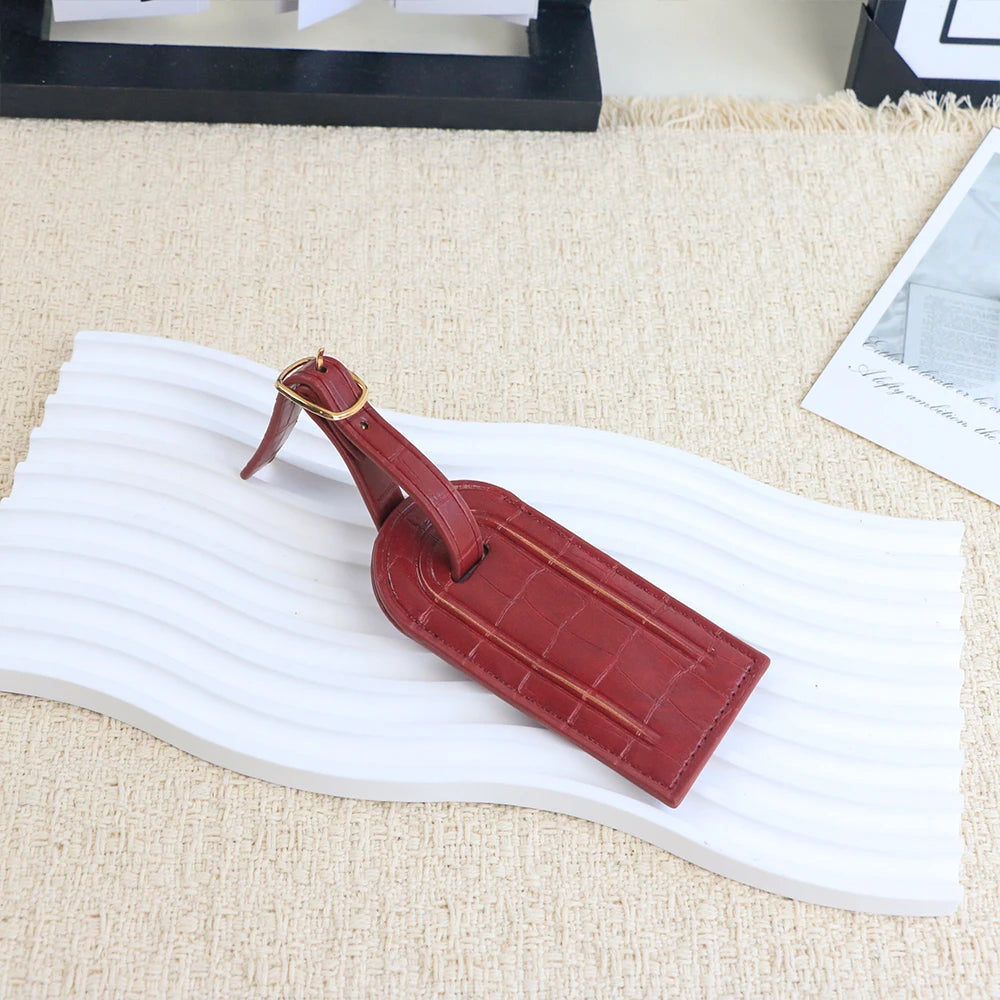 Customized Name PU Leather with Crocodile Pattern Luggage Tag Hanging Piece for Luggage Case to Prevent Loss