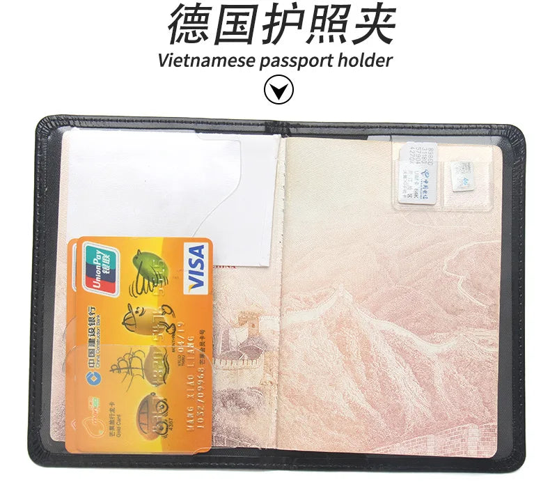 German Passport Holder Men Women PU Leather Passport Covers Portable Passport Case Id Holder Ticket Holder Travel Accessories