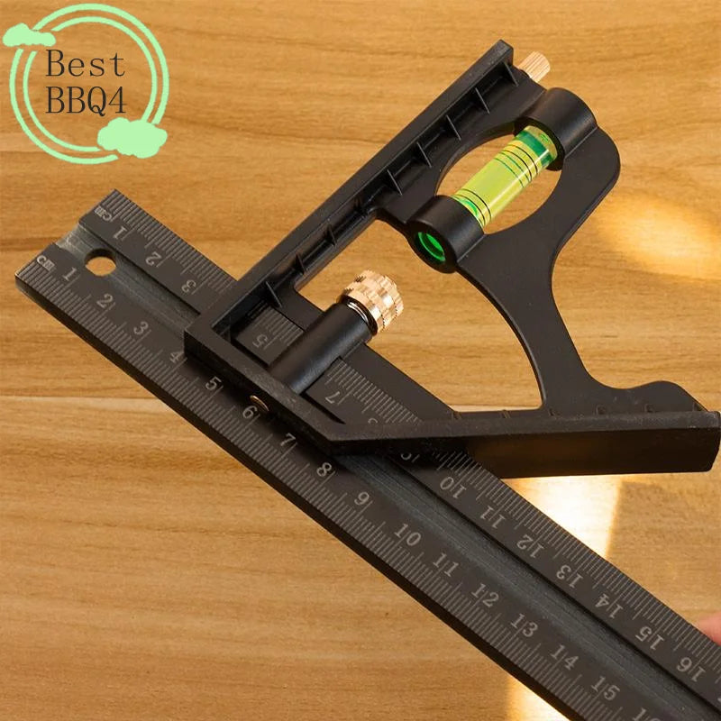 (BBQ4)15/20/25CM Adjustable Combination Right Angle Ruler 45/90 Degree With Bubble Level Gauge Multifunctional Measuring Tools