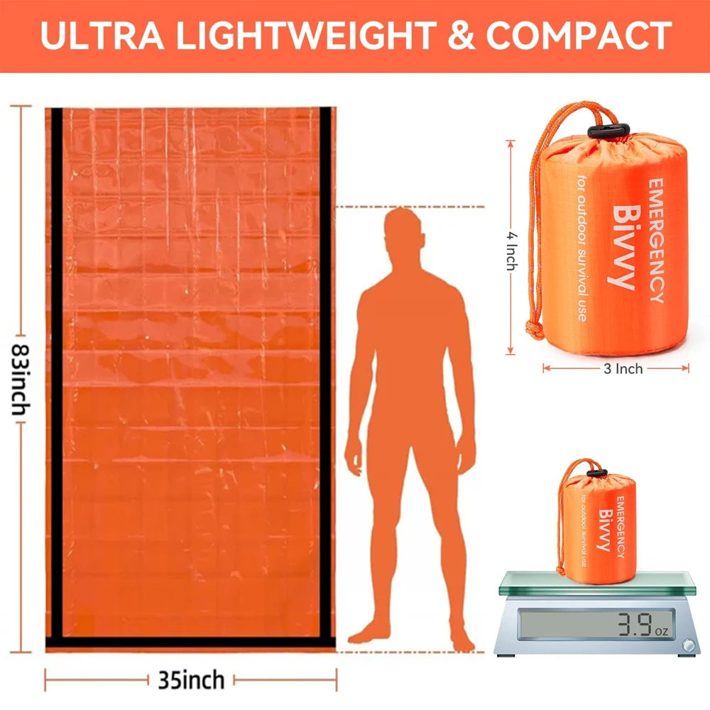 Emergency Sleeping Bag Survival Blanket Thermal Mylar Bivy Sack Lightweight Waterproof Portable Shelter For Camping Hiking