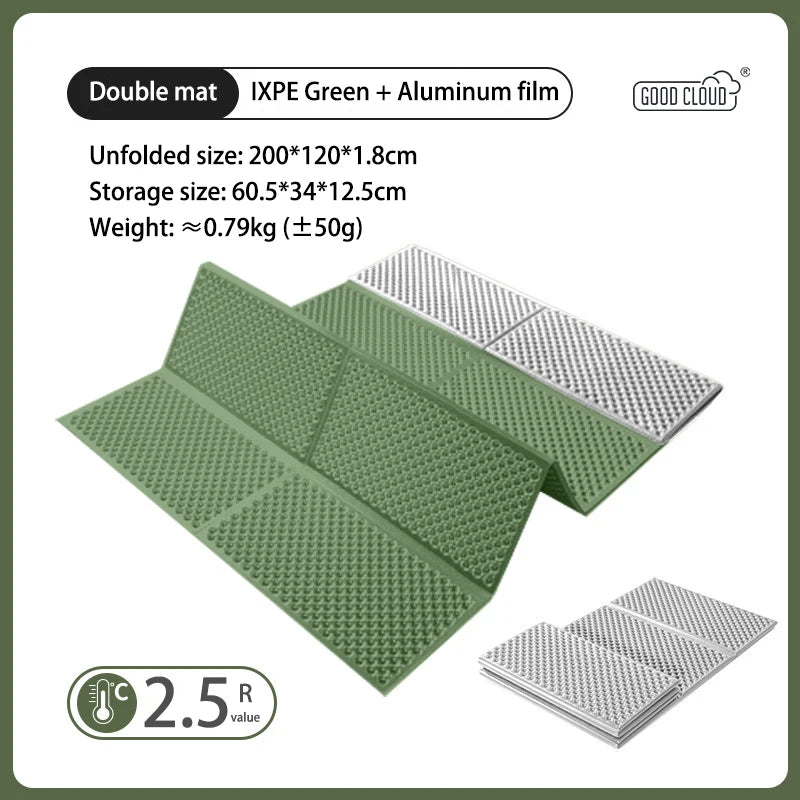 IXPE Aluminum Film Egg Nest Mat Foldable Waterproof Camping Mat for 1-2 Person Hiking Travel Backpacking Widen Tent Sleeping Pad