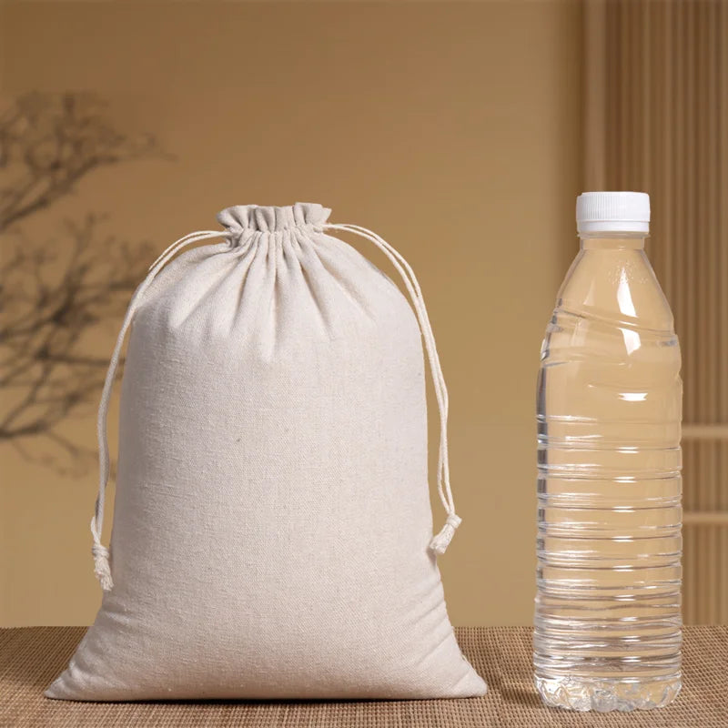 10/100 White Gift Bags, White Handmade Bags, Cotton and Linen Bags, Jewelry Display Packaging Warehouse, Customizable Logo