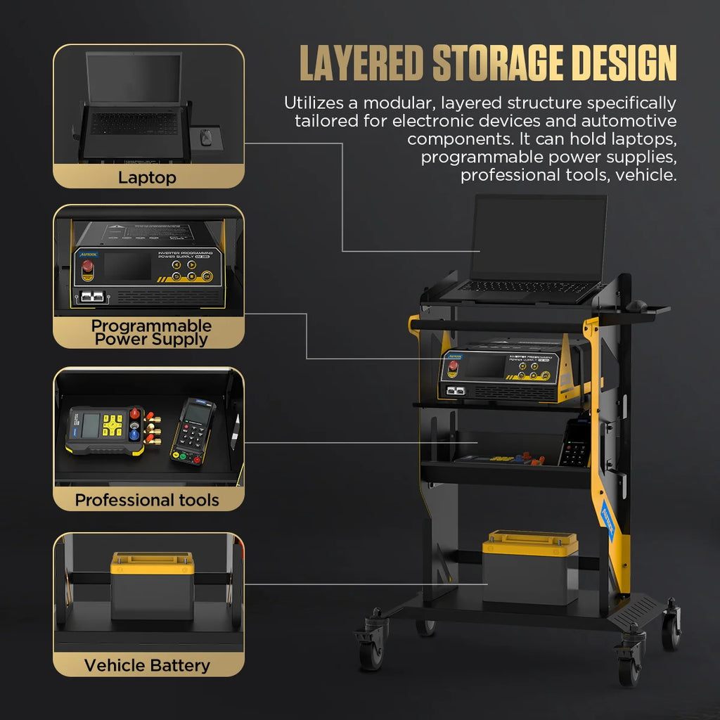 AUTOOL T22 Tier Tool Cart Car Repair Workshop Auxiliary Equipmen Toolbox Storage Heavy Duty Cart Tool Lockable Casters