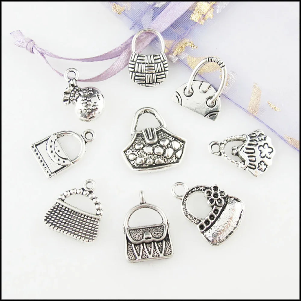 Fashion New Lady Handbag Valise Charms Tibetan Silver Plated Pendants For Gifts Jewelry