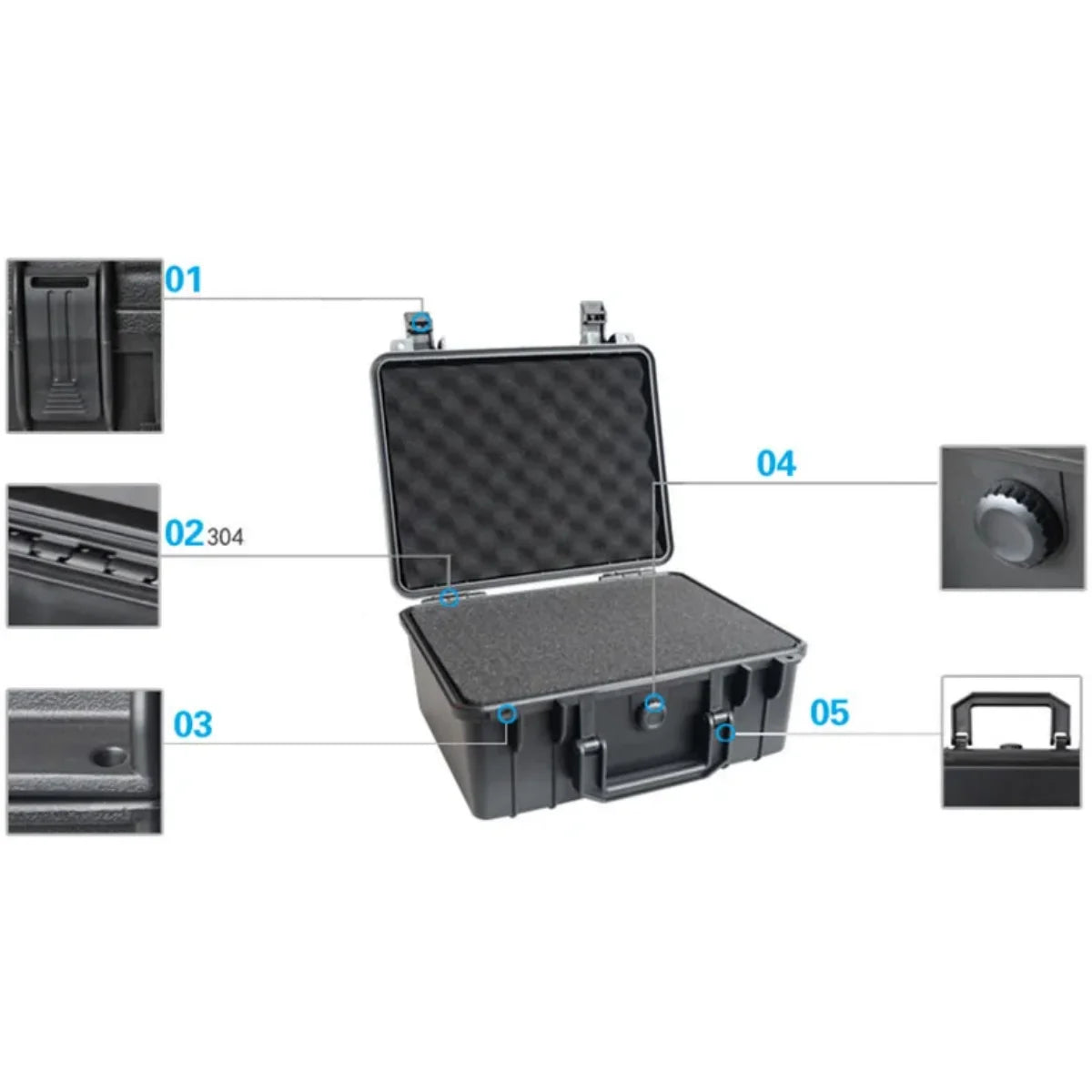Hard Shell Waterproof Organizer Box, Portable Impact Resistant Toolbox for Hardware Accessories and Instruments