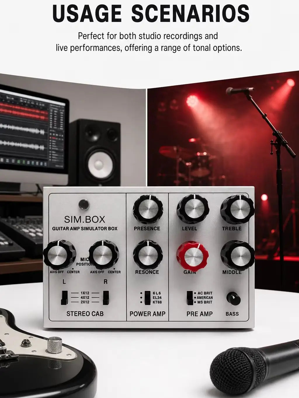 SIM BOX Electric Guitar Amp Simulator Box Cabinet Simulator DI Box Stomp Box Effect Pedal