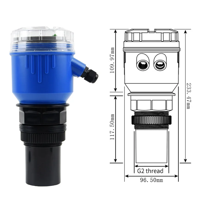A84X-Ultrasonic Level Sensor Transmitter 4-20Ma Integrated Ultrasonic Water Level Meter Olive Oil Rs485 Relay