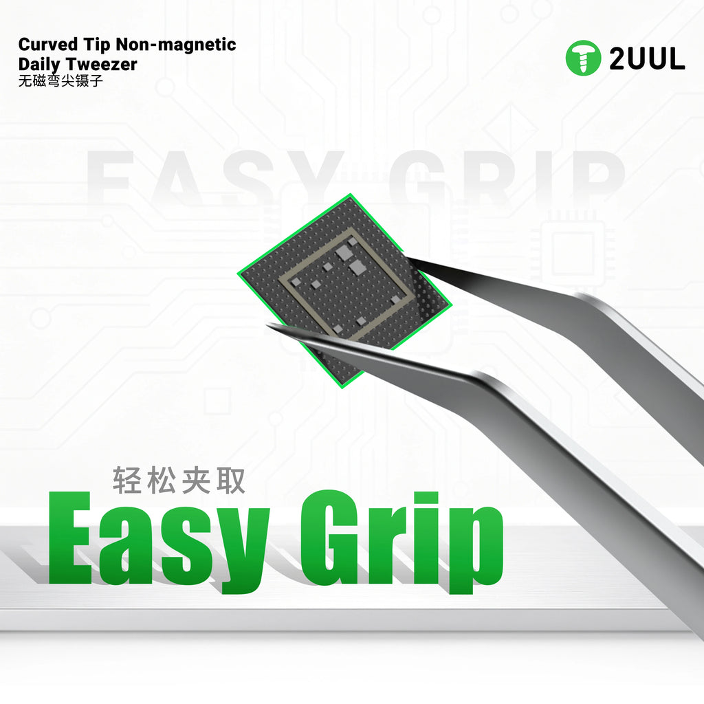 2UUL TW23 Curved Tip Non Magnetic Daily Tweezers Anti-slip Design Precision Curved Tip for Thin Wire Grip Phone IC Chip Tweezer