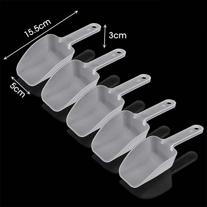10-5pcs Multifunction Plastic Scoops Transparent Ice Cube Shovel Flour Food Small Measuring Scoop Party Kitchen Baking Supplies
