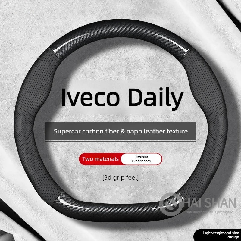 Leather Car Steering Wheel Cover for Iveco Daily 2020 - 2021 2022 2023 2024 2025 2026 D Type Interior Accessories