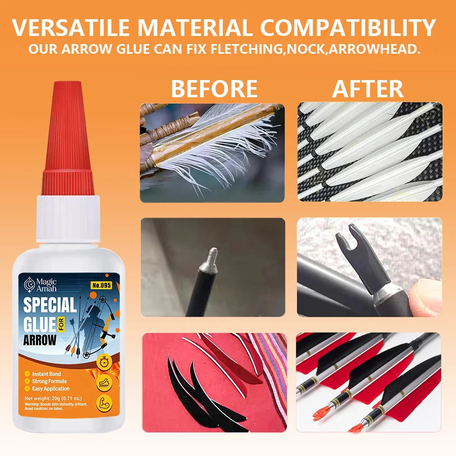 1-5Pcs Special Arrow Glue, Instant Bond Strong Adhesive for Bow and Arrow, Archery Fletching & DIY Repairs