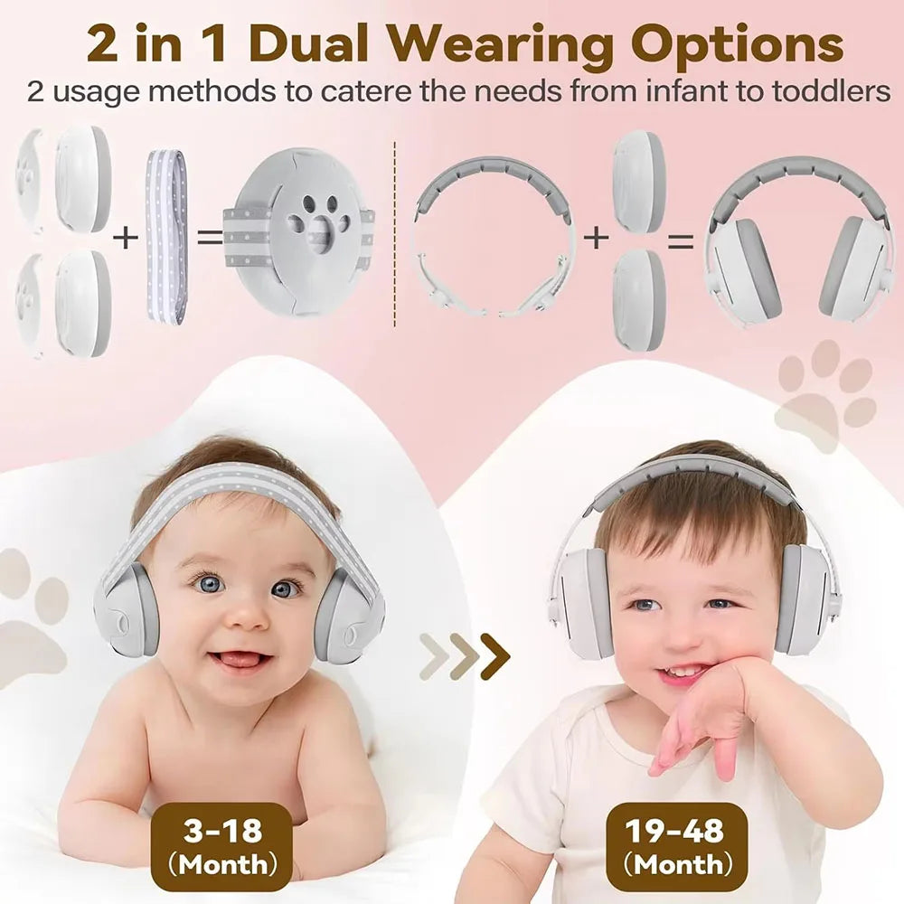 Baby Noise Cancelling Ear Muffs Sleeping Sound Insulation Safety Noise Reduction Ear Defenders Baby Earmuffs with Non-Slip Band